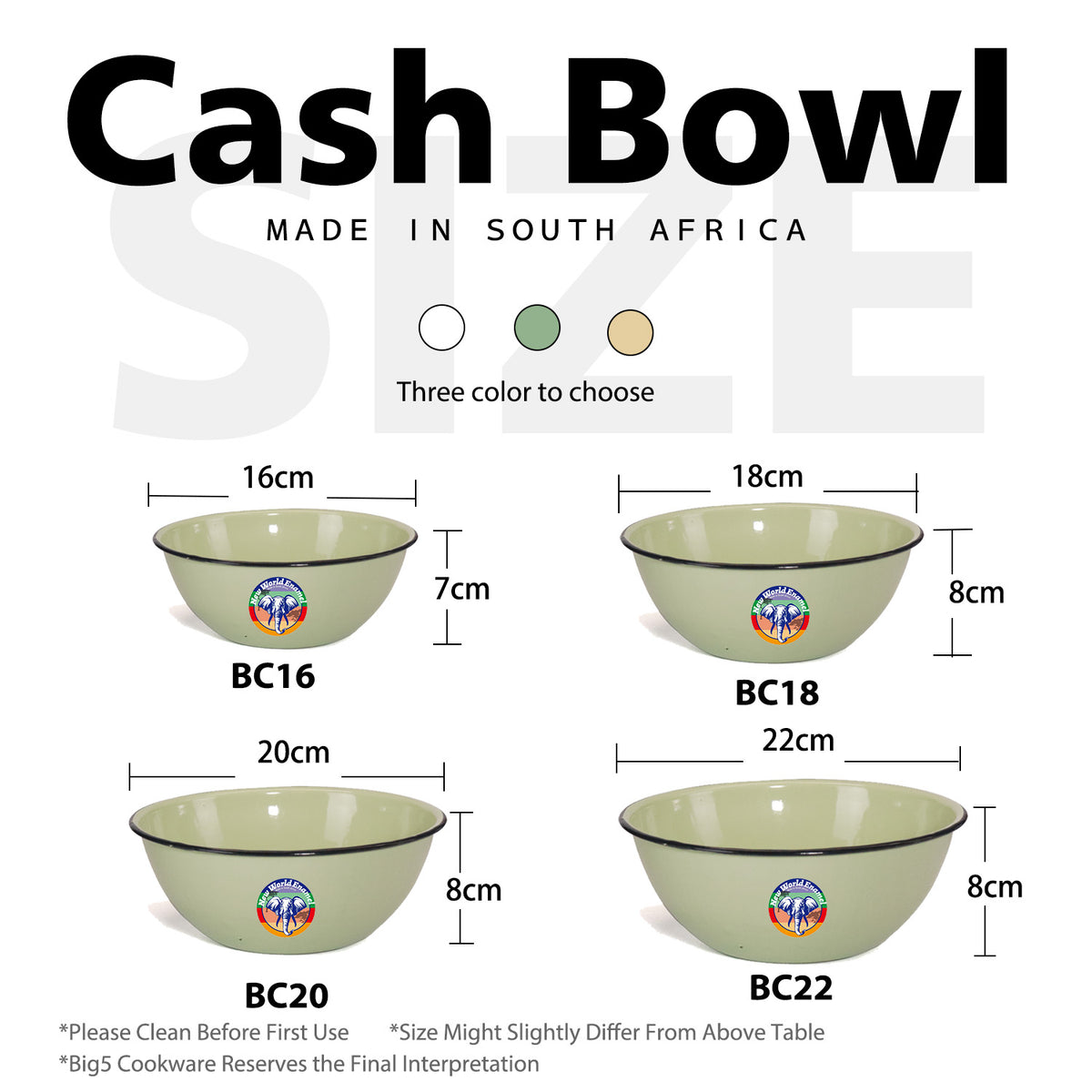 Enamel Cash Bowl 16cm